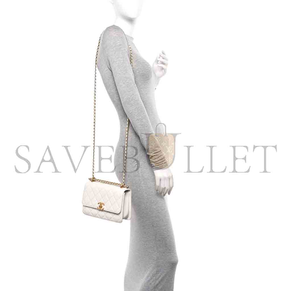 CHANEL MASTER CALFSKIN QUILTED PERFECT FIT FLAP WHITE (19*12*8cm)